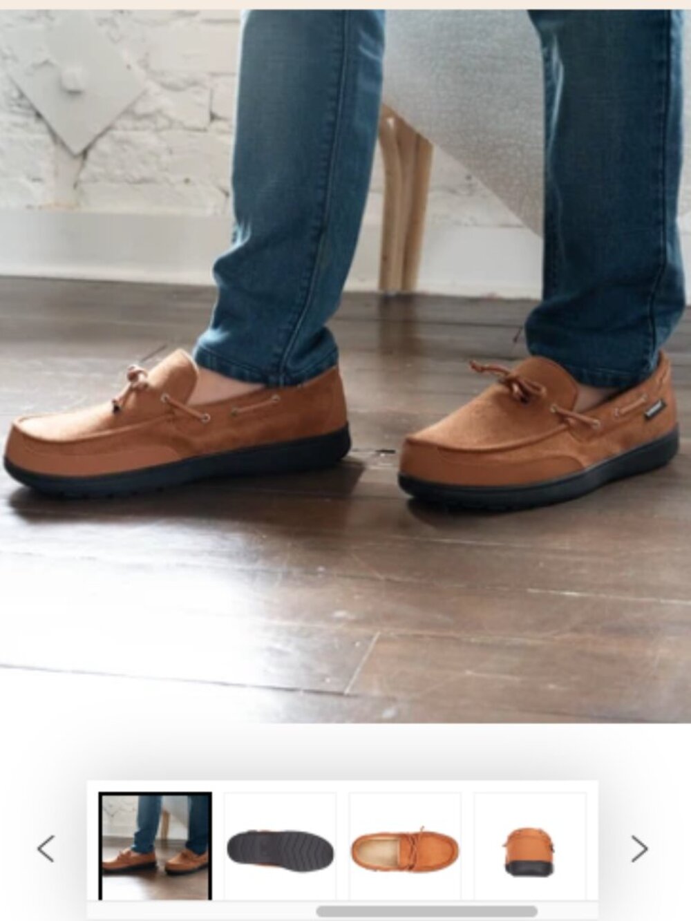 Isotoner Men Slipper - Microsuade Memory Foam in Cognac Indoor/outdoor Moccasin